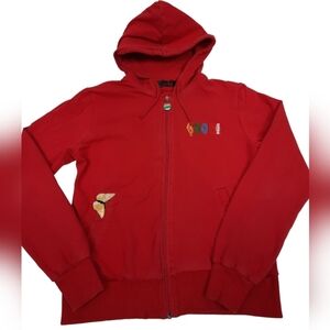 Coogi Red Zip Up Hooded Sweatshirt Jacket Embroidered Size Large Girls
